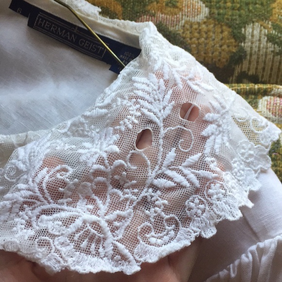 VTG Linen Lace White Blouse - Picture 6 of 8